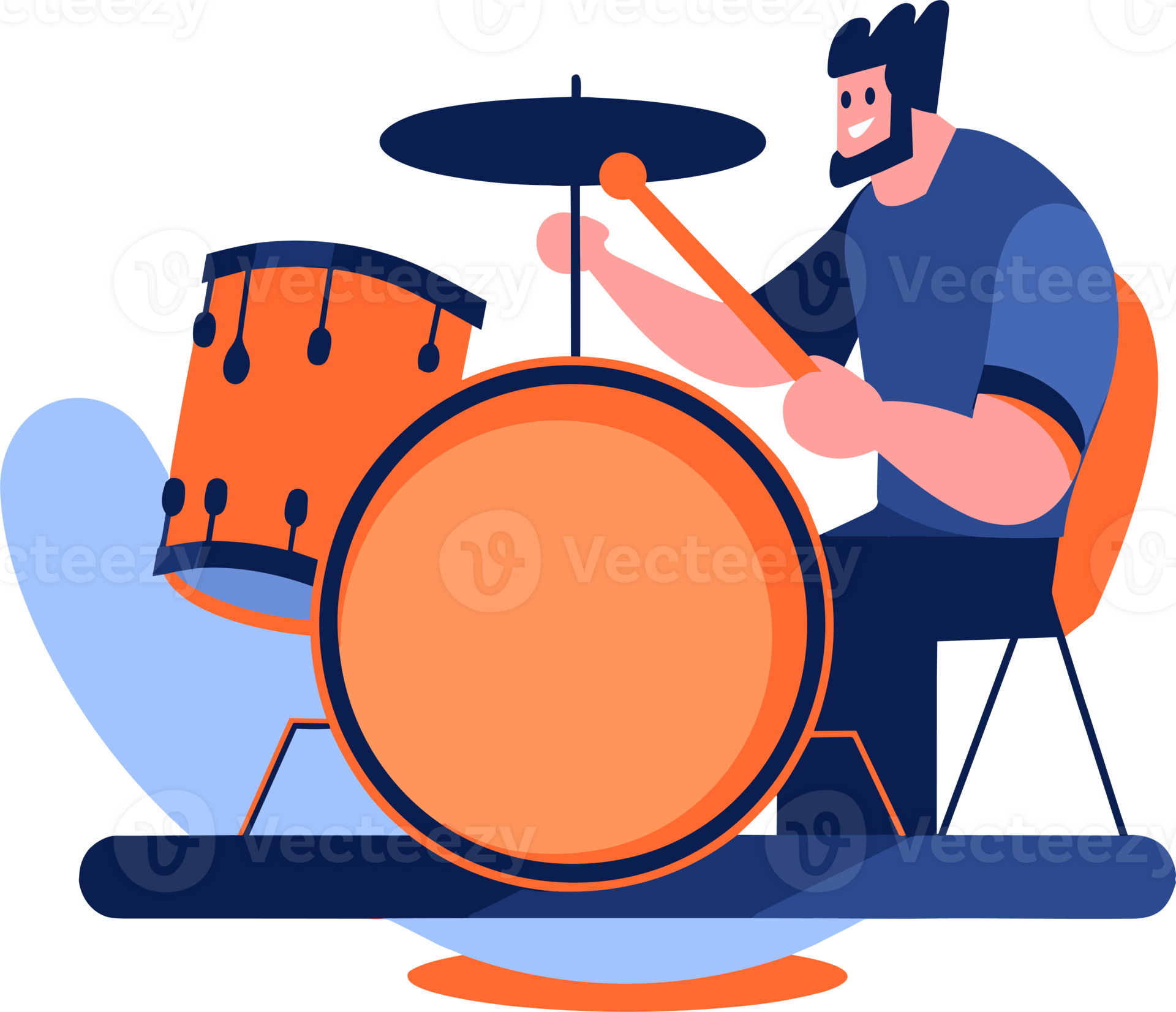 Hand Drawn musicians playing drums in flat style 27993236 PNG