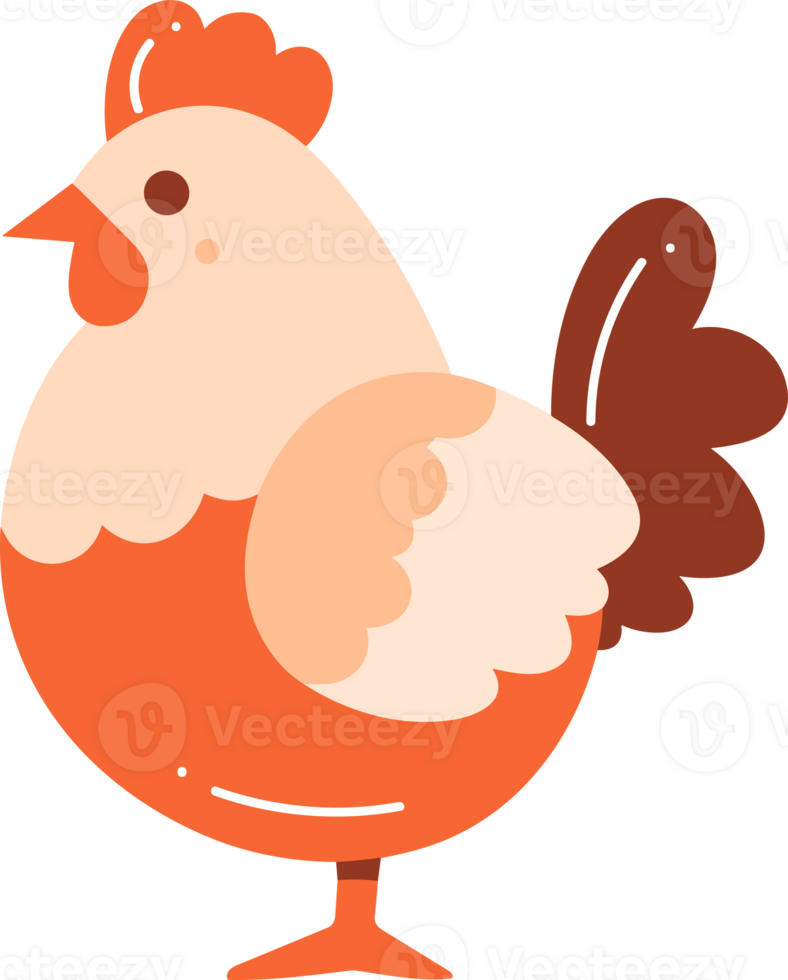 Hand Drawn farm chicken in flat style png