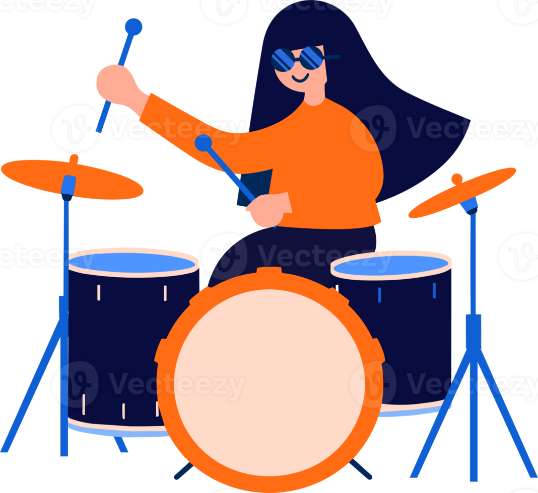 Hand Drawn musicians playing drums in flat style 27993281 PNG