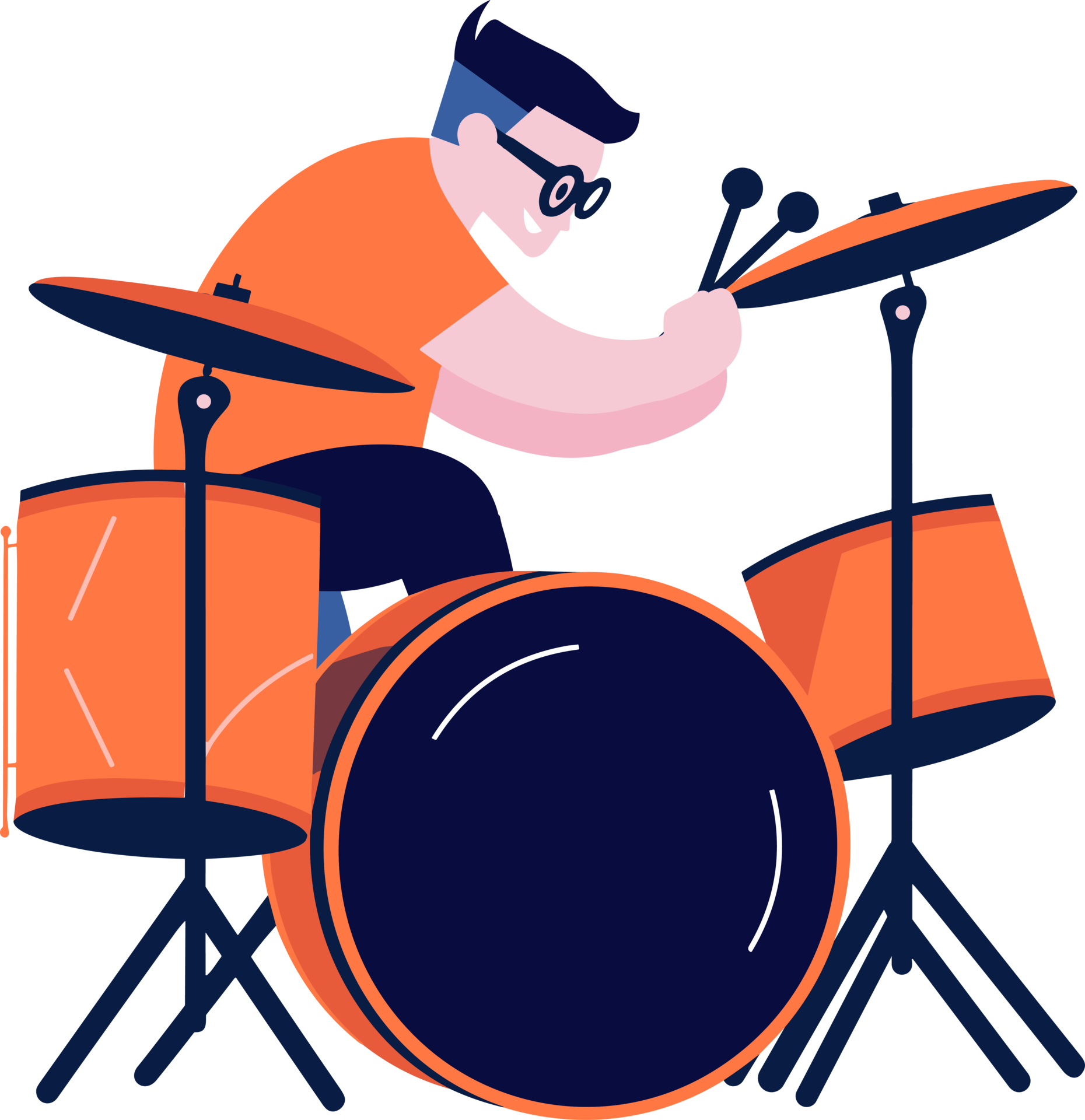 Hand Drawn musicians playing drums in flat style 27993310 PNG
