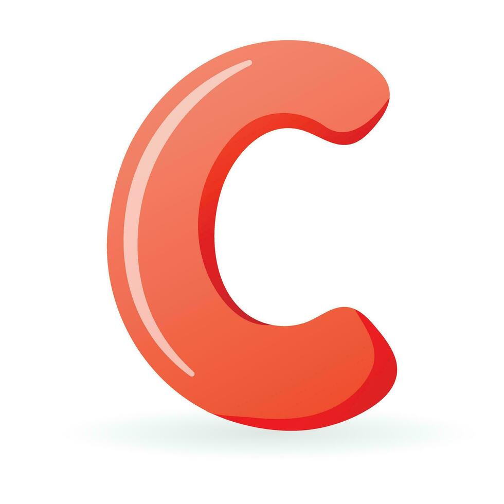 Vector isolated cartoon letter C of the English alphabet.