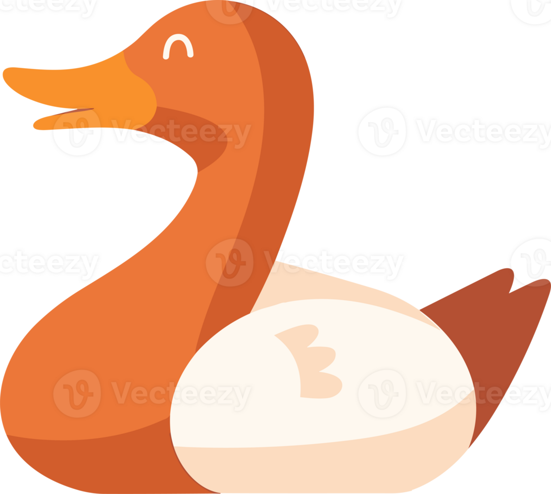 Hand Drawn farm duck in flat style png