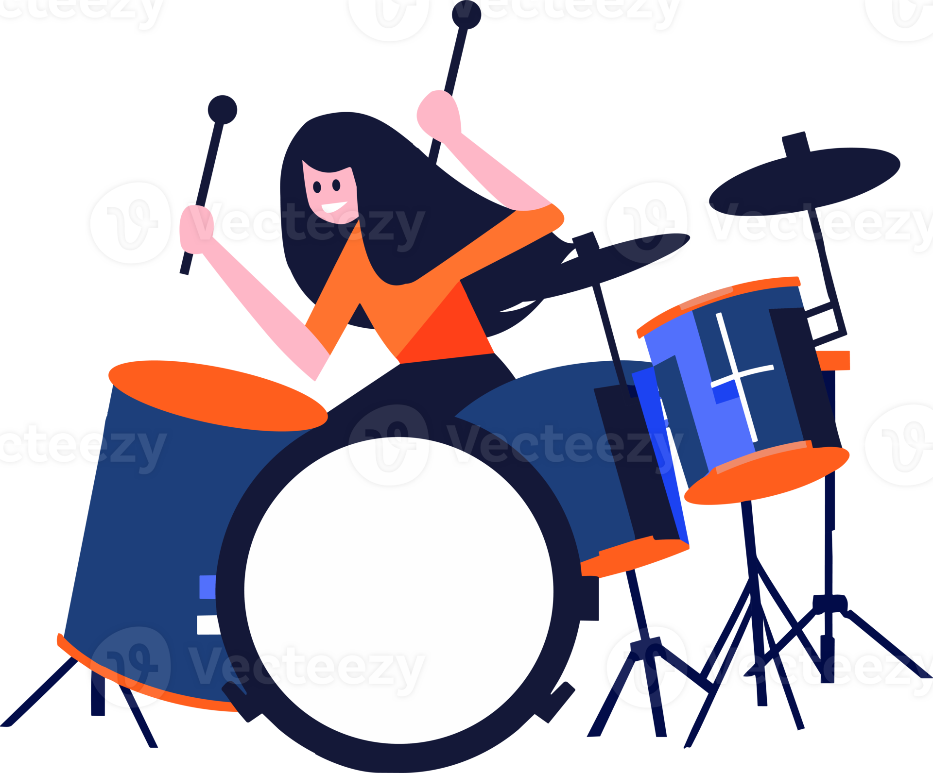 Hand Drawn musicians playing drums in flat style 27993350 PNG