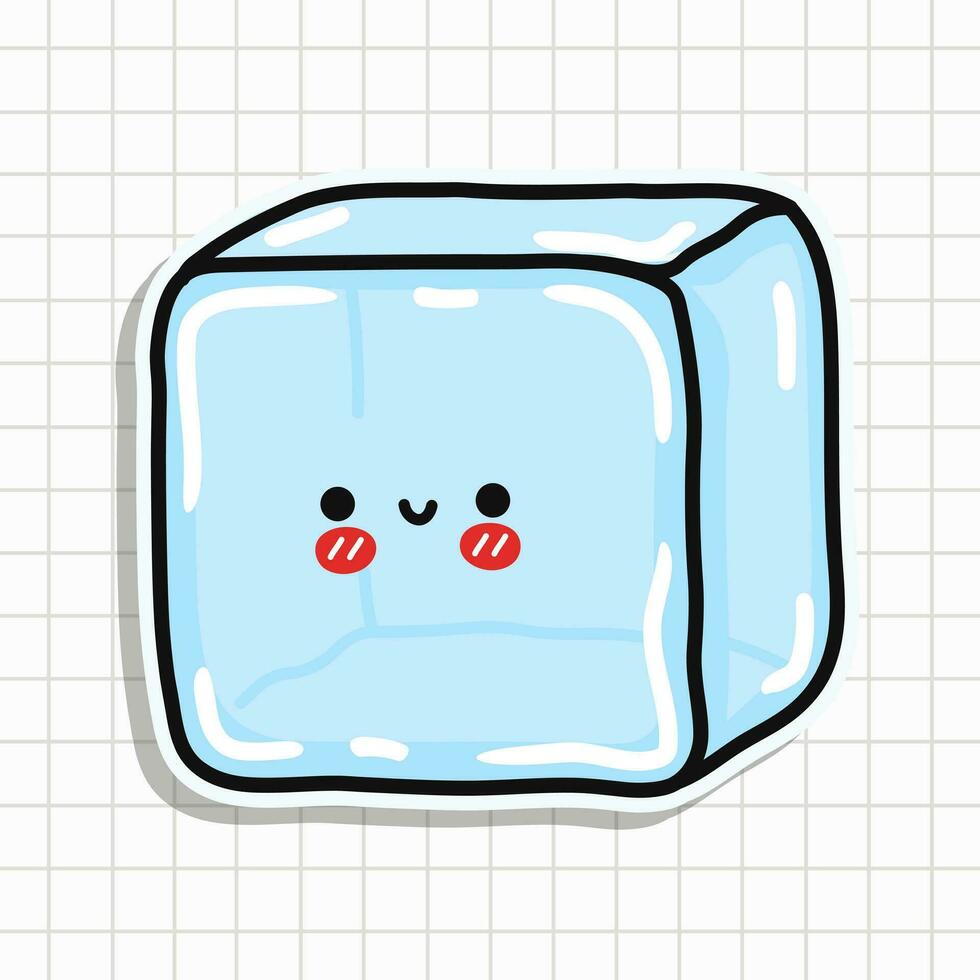 Cute Ice Cube sticker character. Vector hand drawn cartoon kawaii character illustration icon. Fun Ice Cube sticker character concept