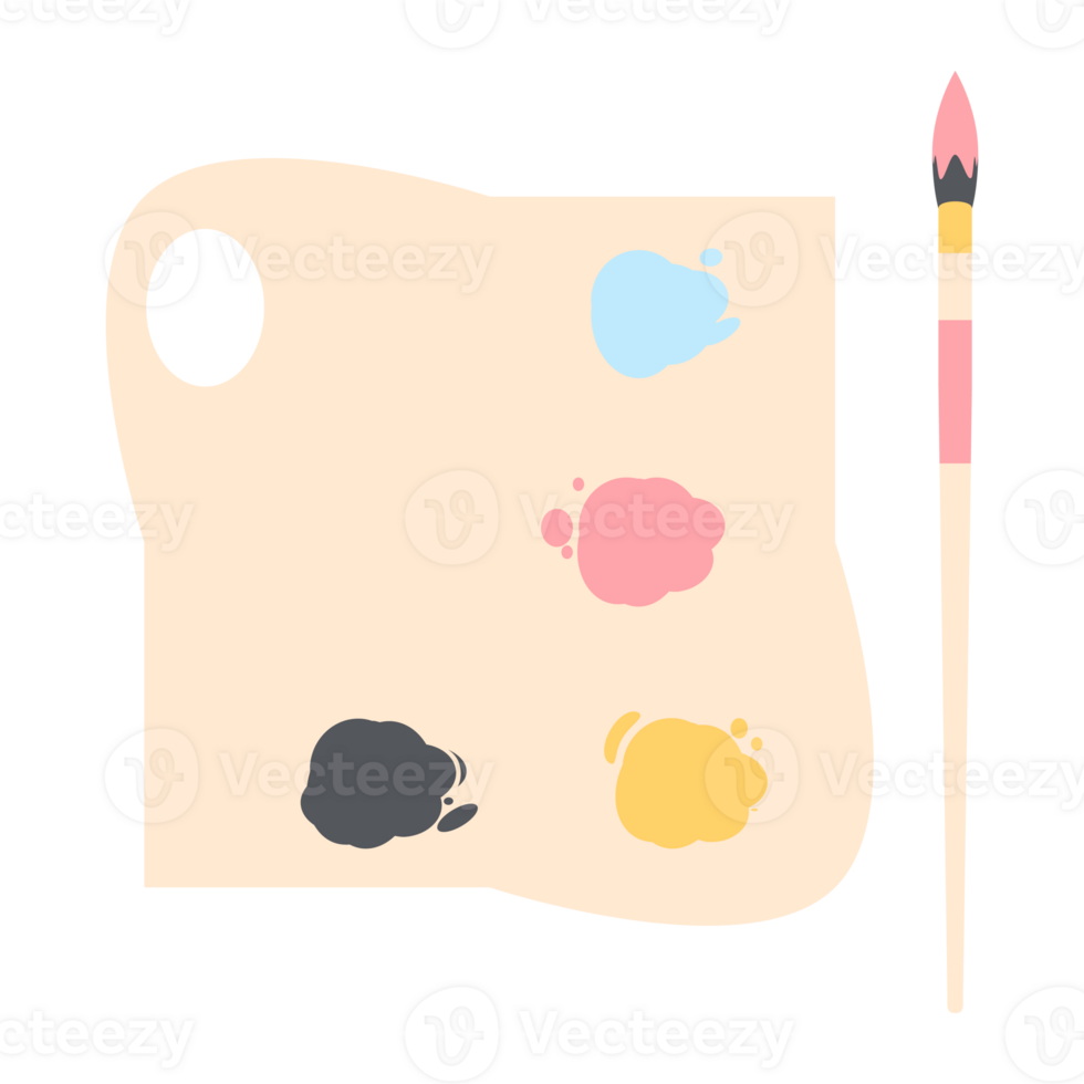 Color palette board with long brush painting utility png