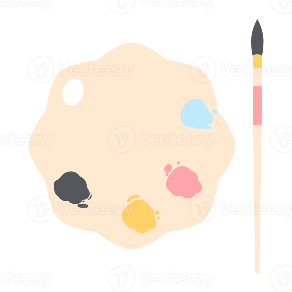 Color palette board with long brush painting utility png