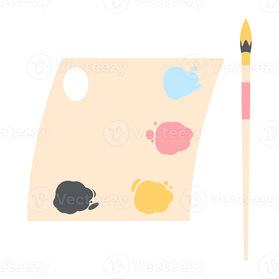 Color palette board with long brush painting utility png