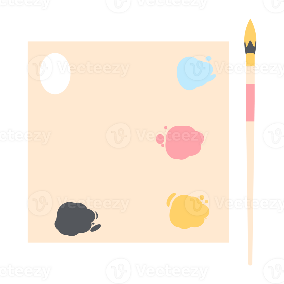 Color palette board with long brush painting utility png