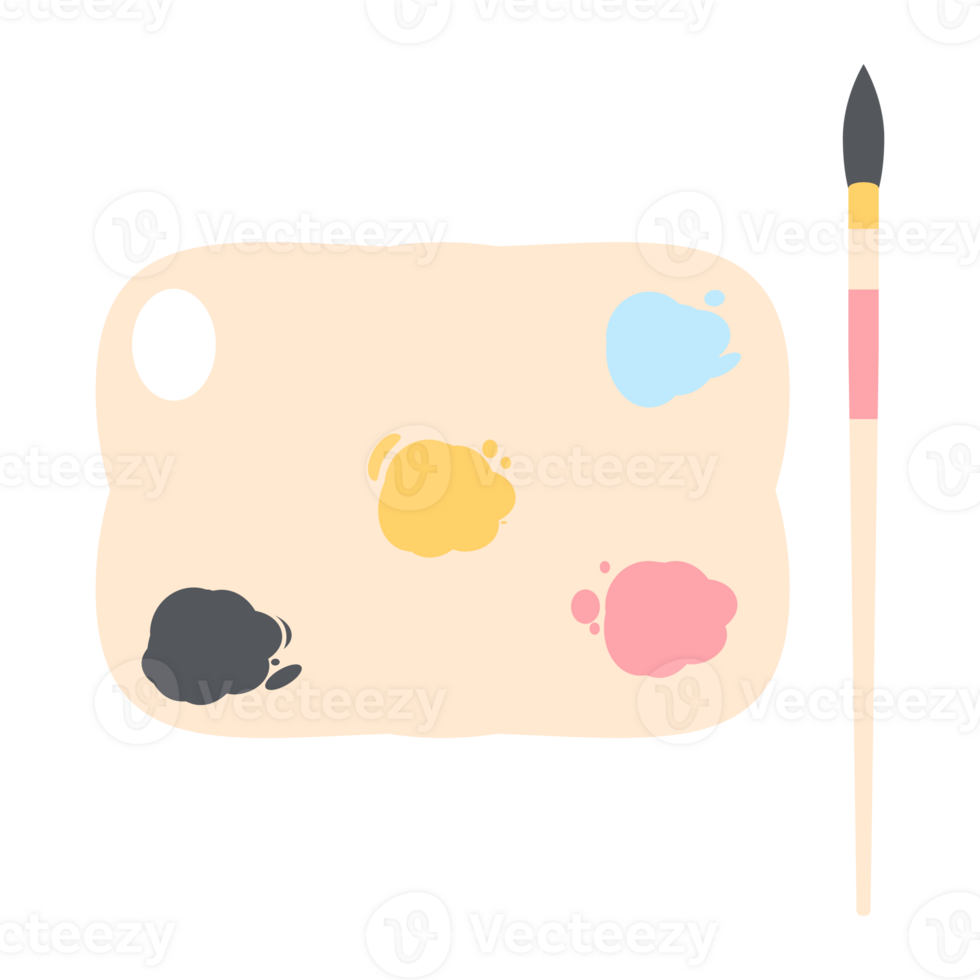 Color palette board with long brush painting utility png