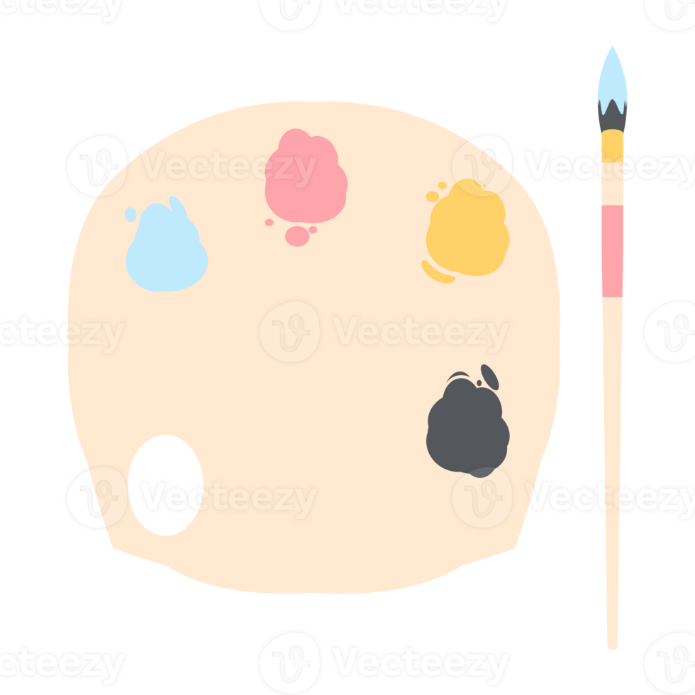 Color palette board with long brush painting utility png