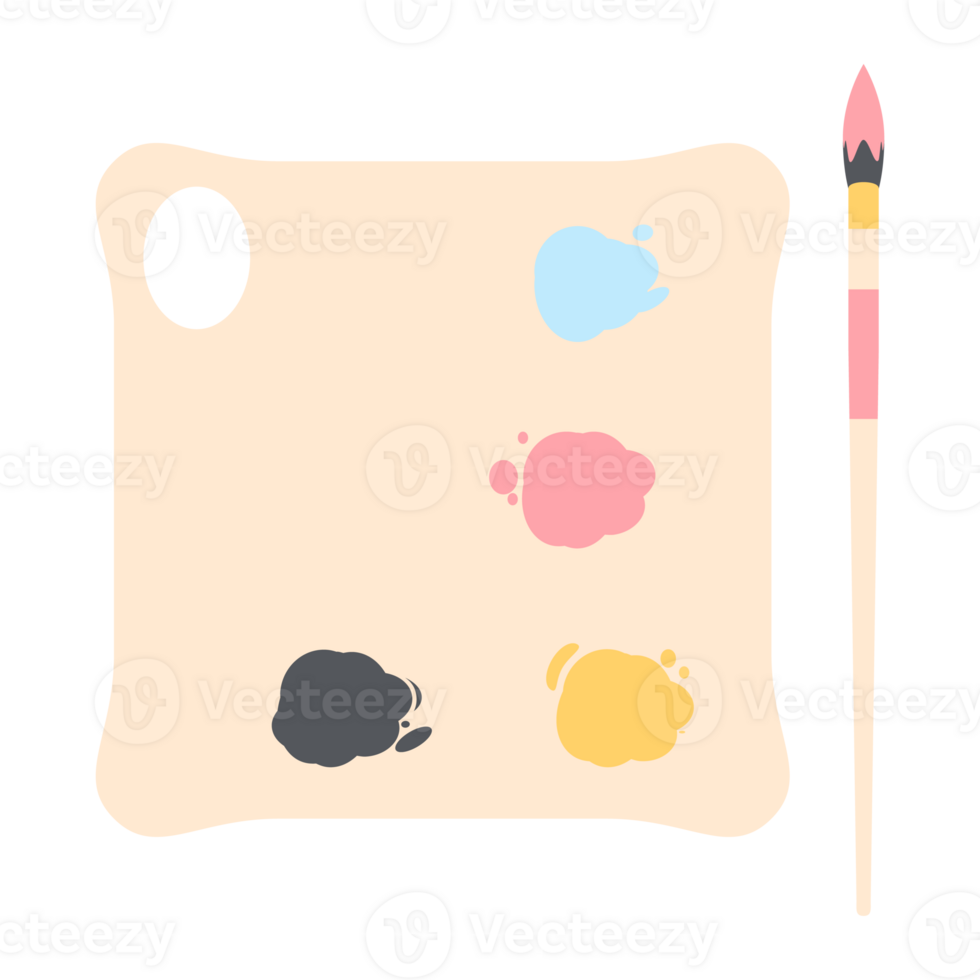 Color palette board with long brush painting utility png