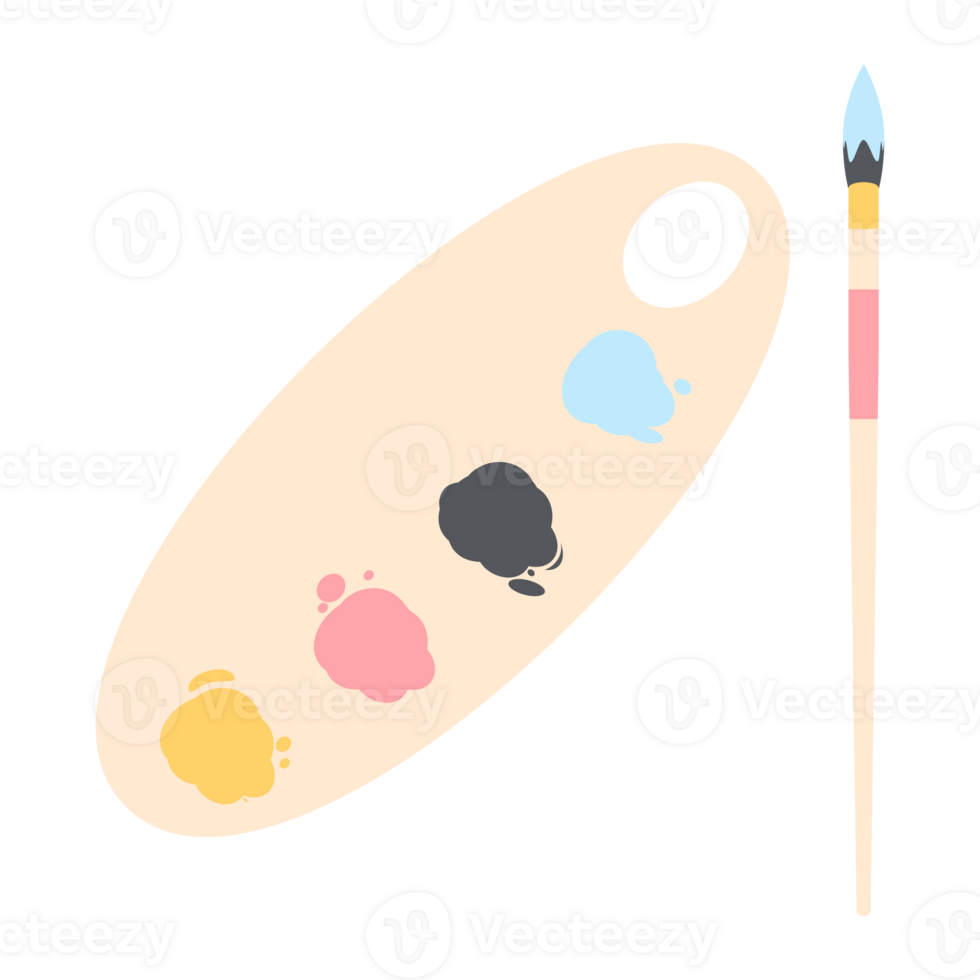 Color palette board with long brush painting utility png