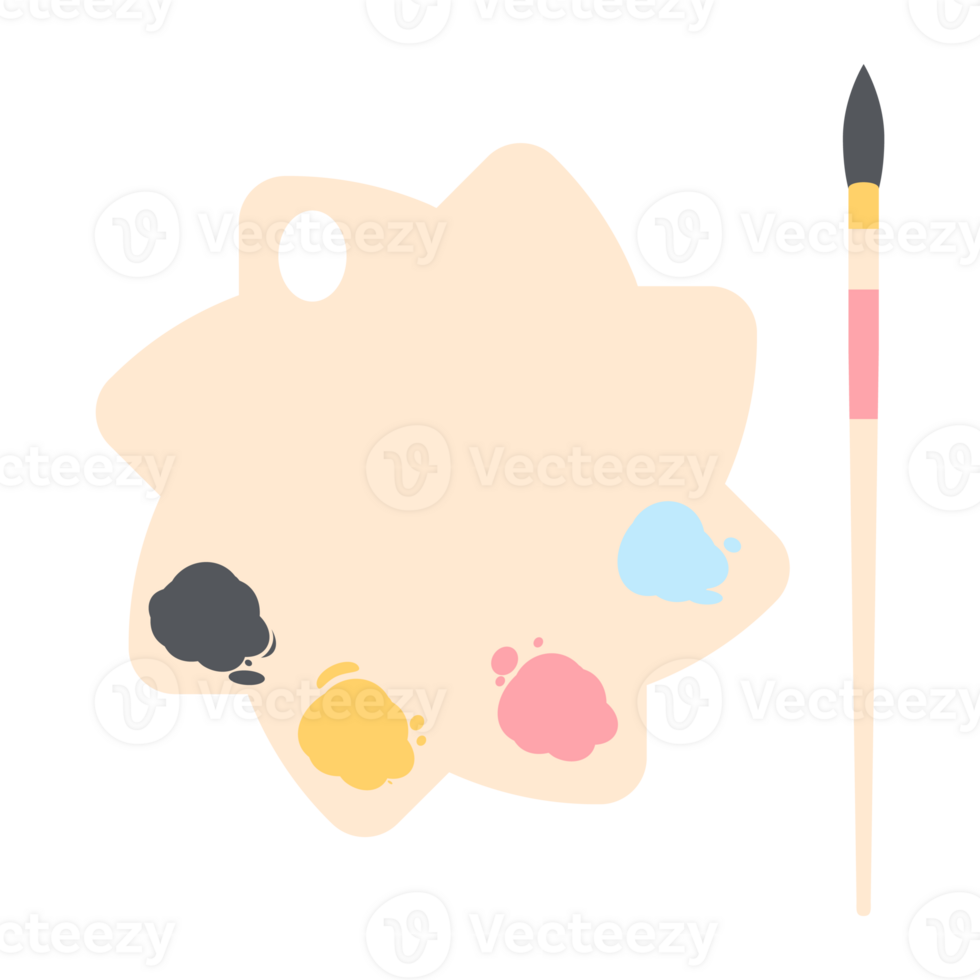 Color palette board with long brush painting utility png