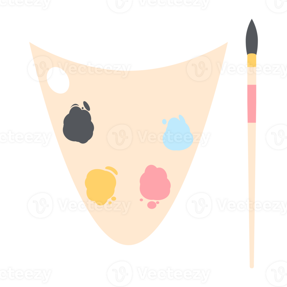 Color palette board with long brush painting utility png