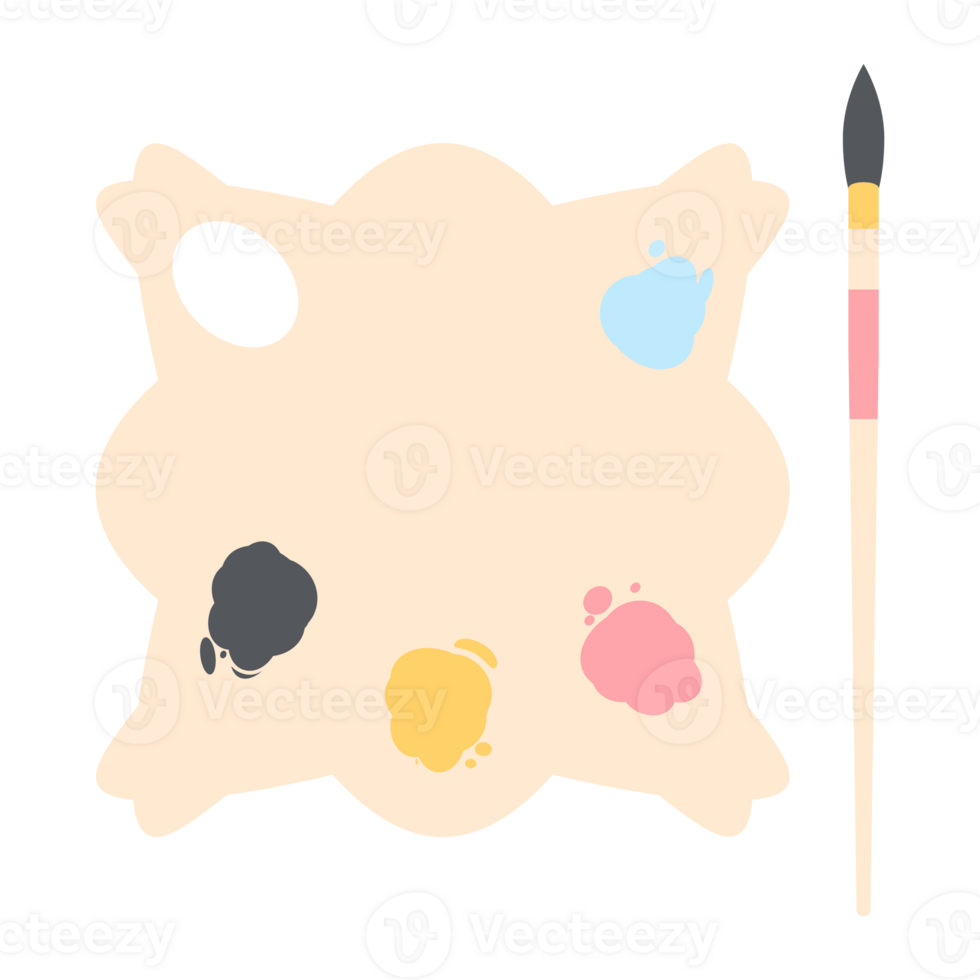 Color palette board with long brush painting utility png