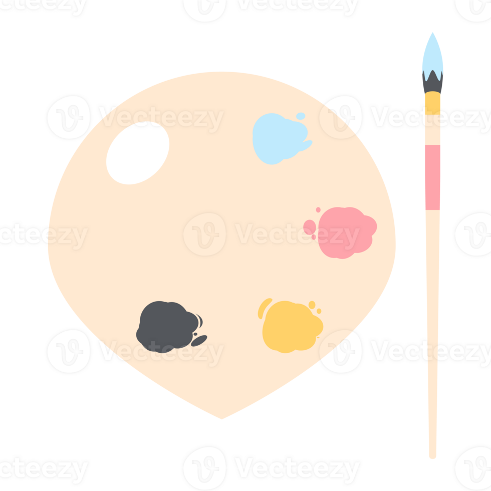 Color palette board with long brush painting utility png