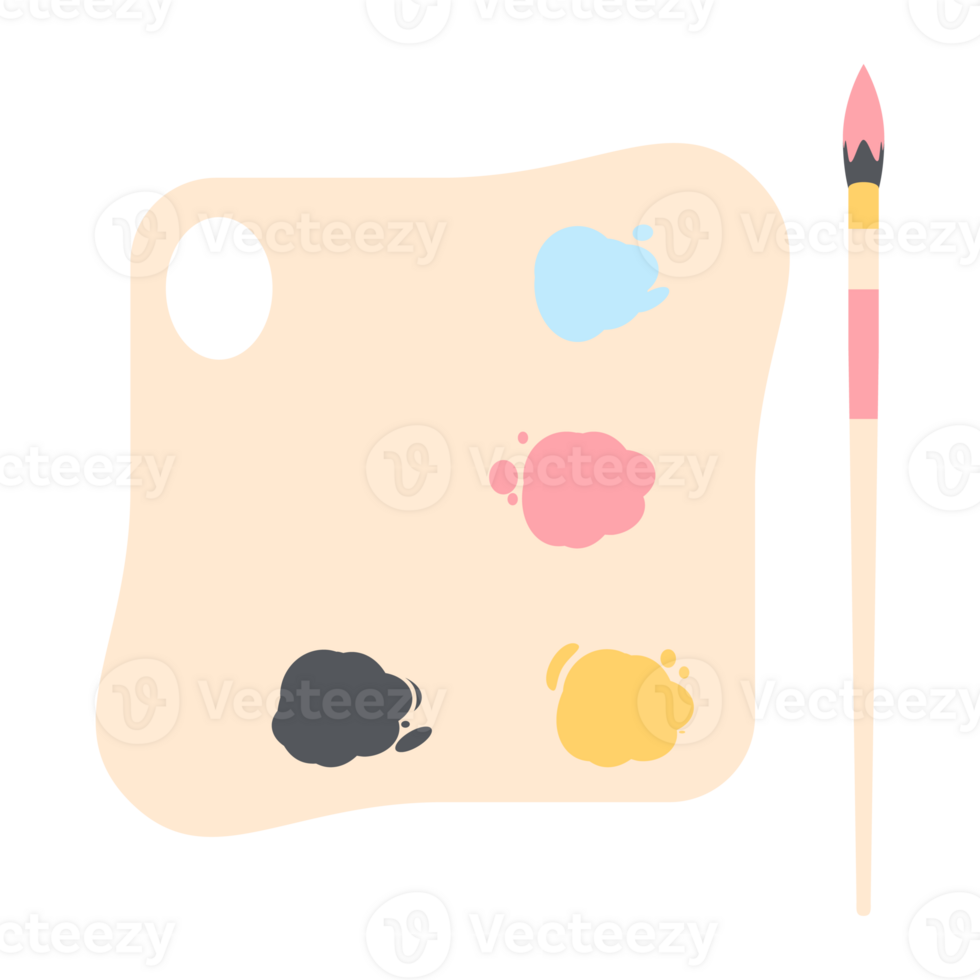 Color palette board with long brush painting utility png