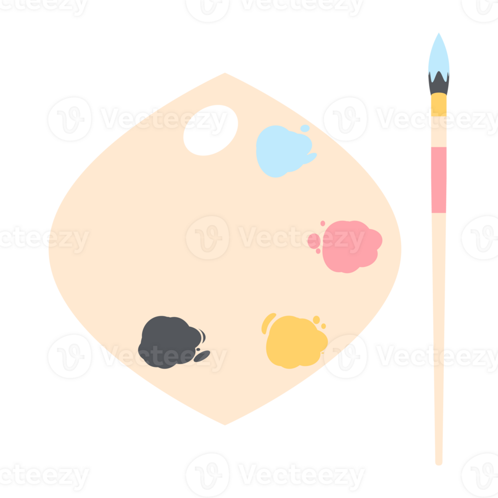 Color palette board with long brush painting utility png