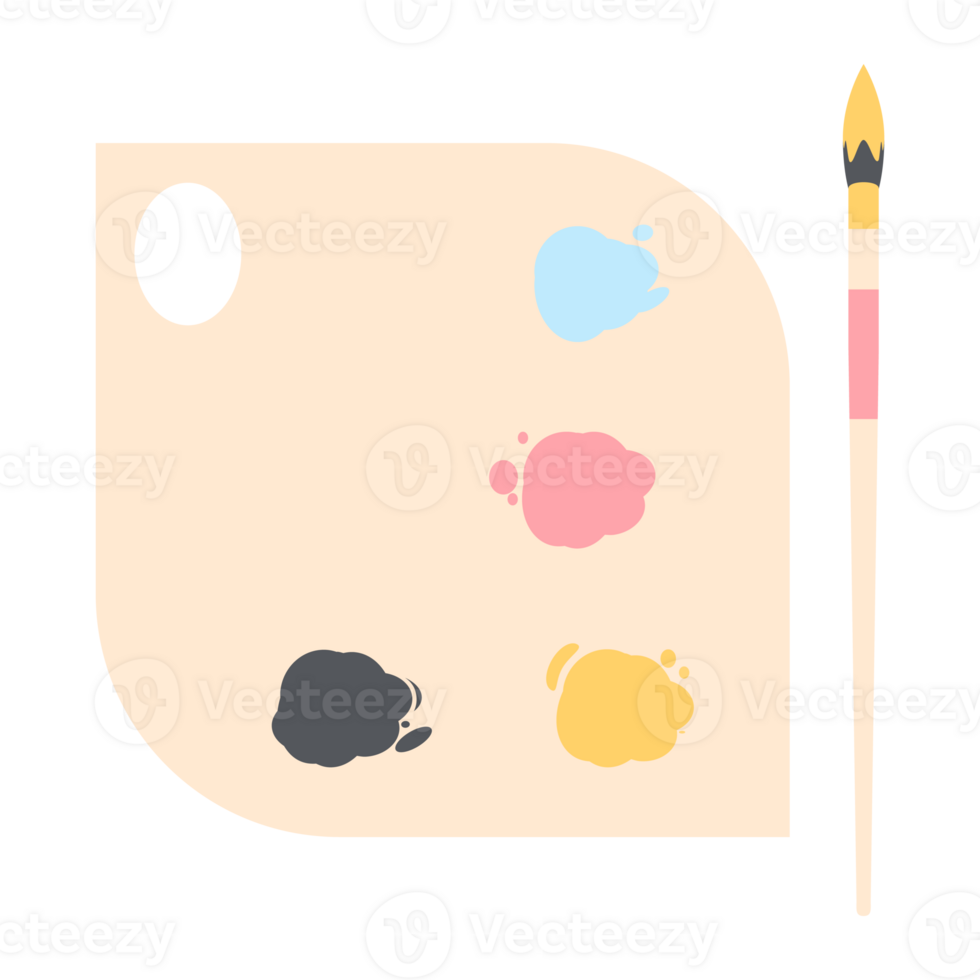 Color palette board with long brush painting utility png