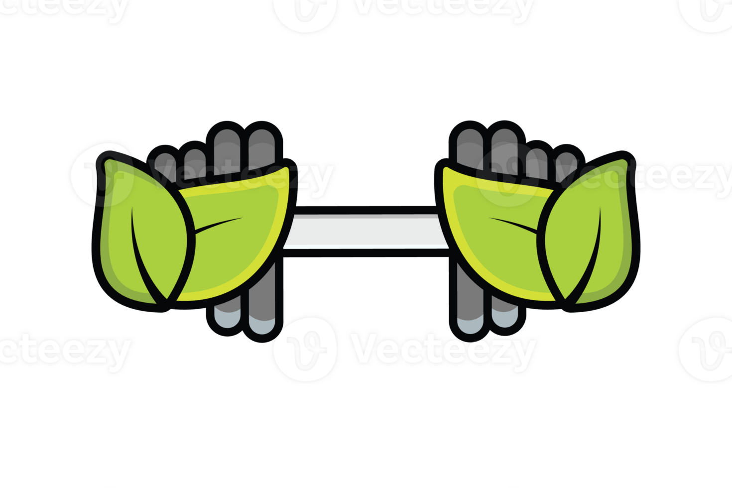 Gym Exercise Dumbbell with Green Leaves vector illustration. png