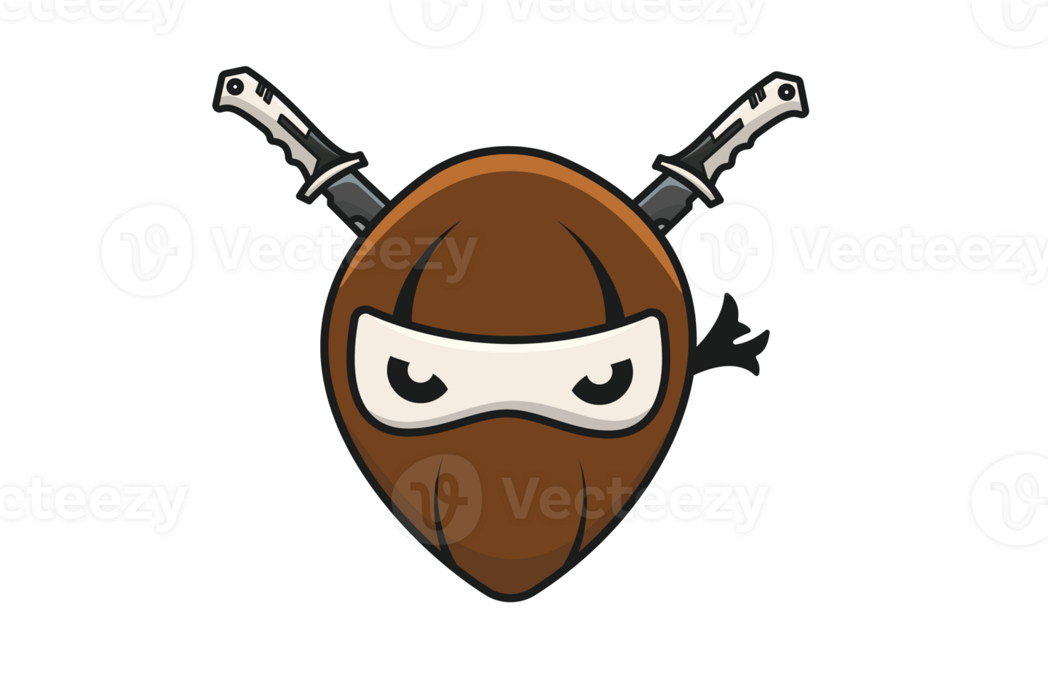 Coconut Ninja with Swords vector illustration. png