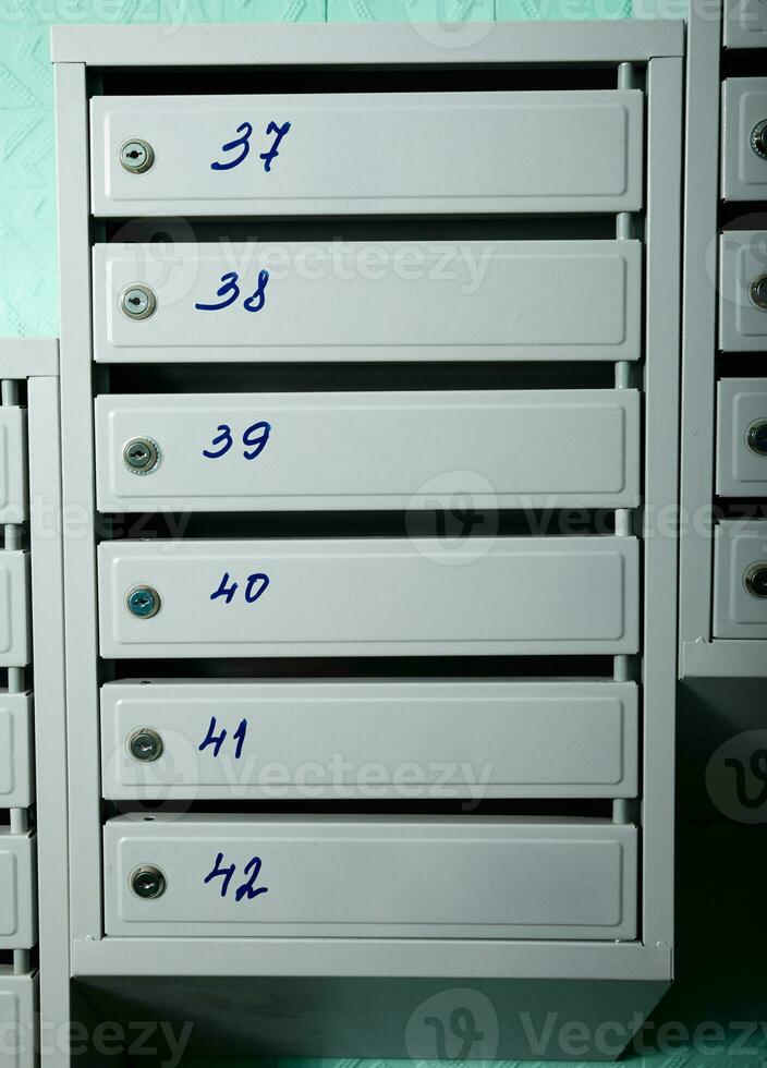 Mailboxes with flat numbers. photo