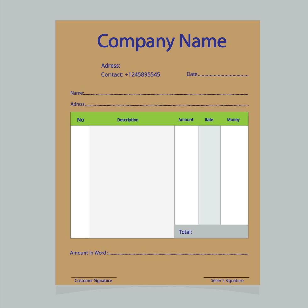 Cash memo design free vector Business template design.