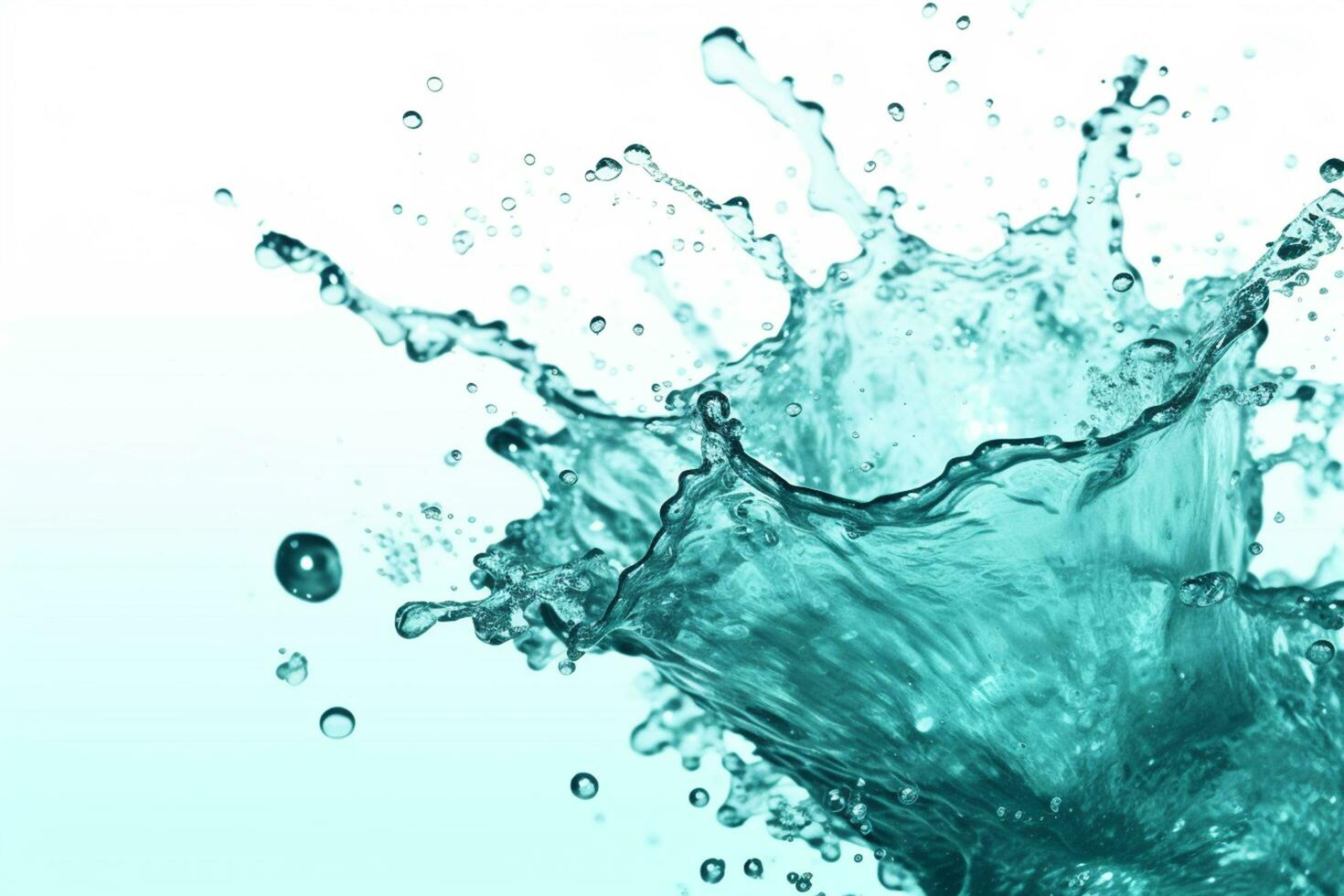 Dynamic Water Splash Water Splashes on White Background - AI generated photo