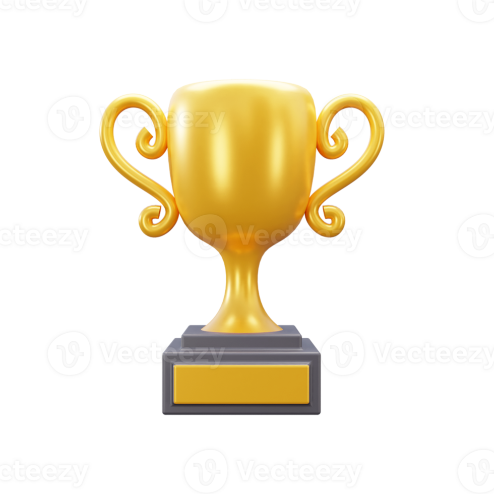 3d campeão vencedora ouro troféu ou 3d vencedora prêmio troféu png