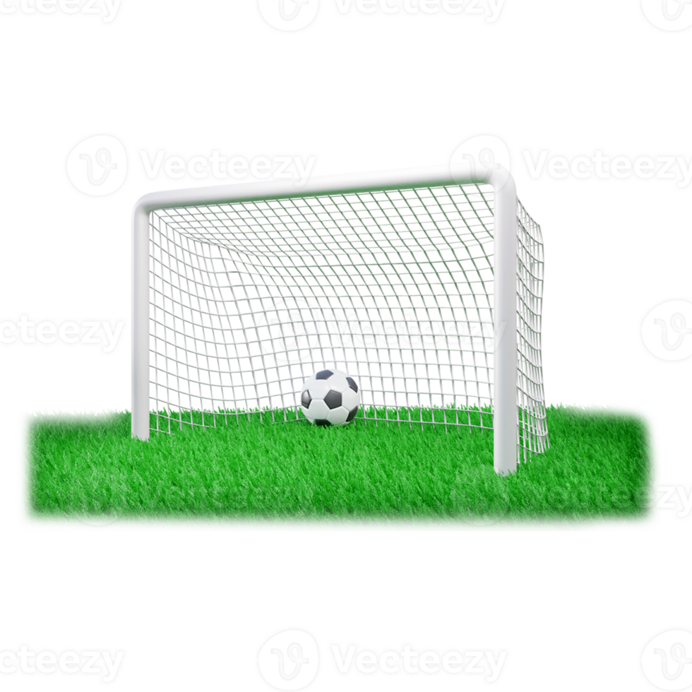 3d Torpfosten mit Fußball Feld oder 3d Fußball Feld mit Torpfosten und Fußball png