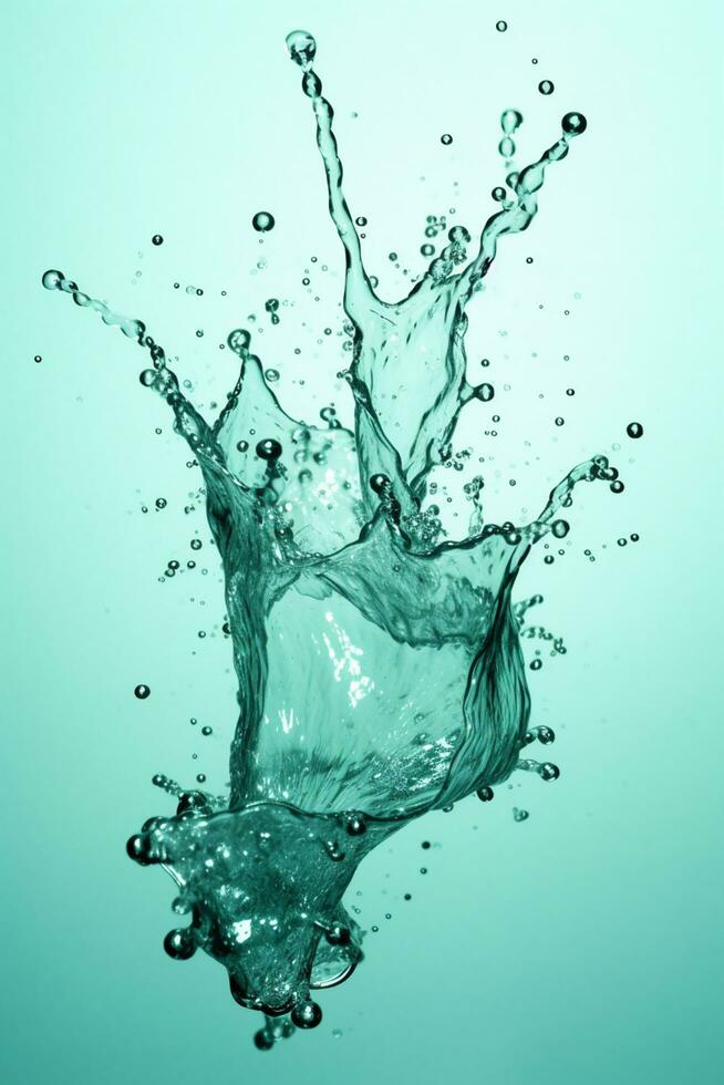 Dynamic Water Splash Water Splashes on White Background - AI generated photo