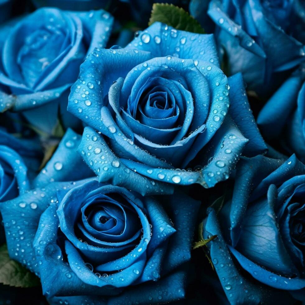 A Captivating Display of Gorgeous Blue Rose Blossoms - AI generated photo