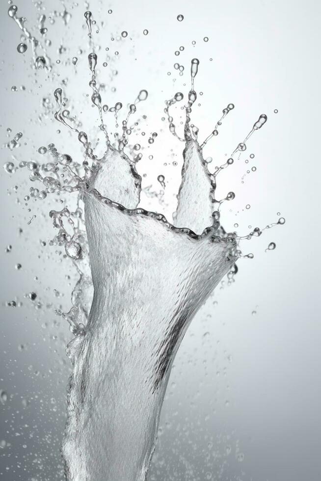 Dynamic Water Splash Water Splashes on White Background - AI generated photo
