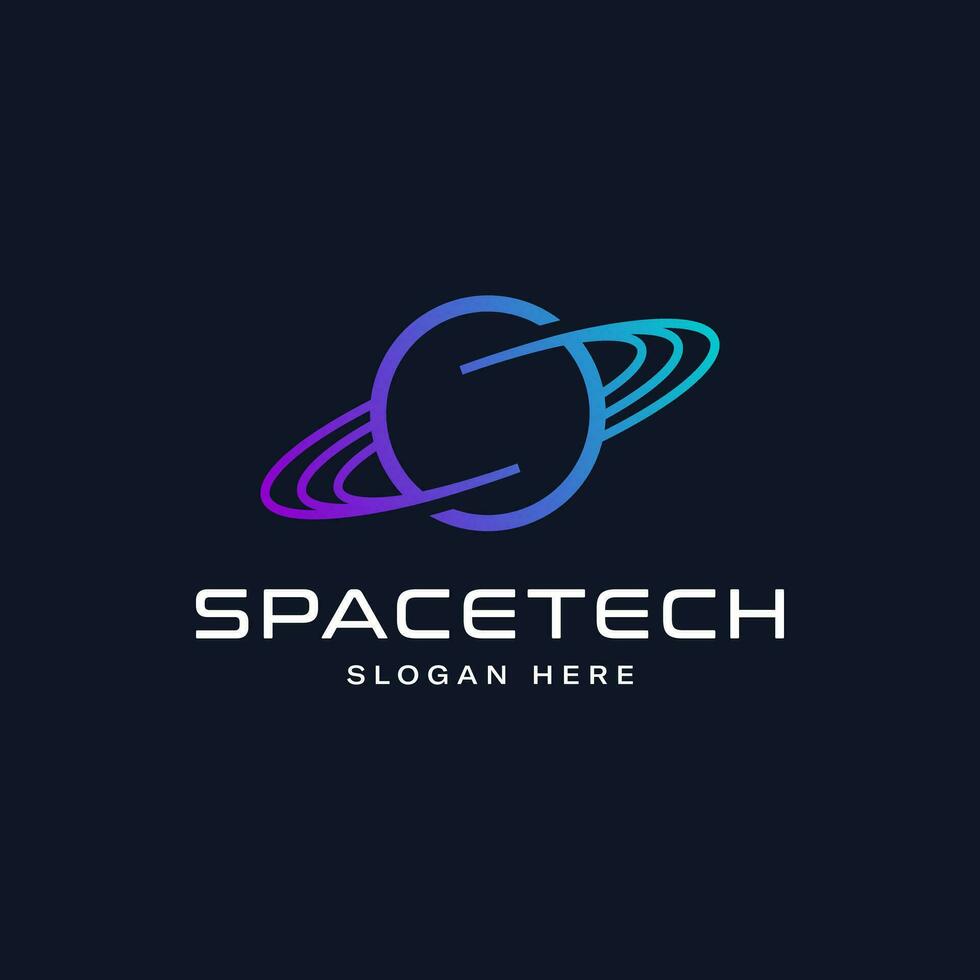 Modern logo combination of letter S and planet. vector