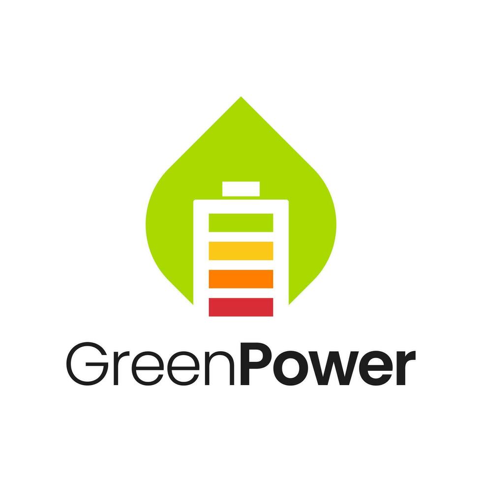 Logo combination of leaves and battery. vector