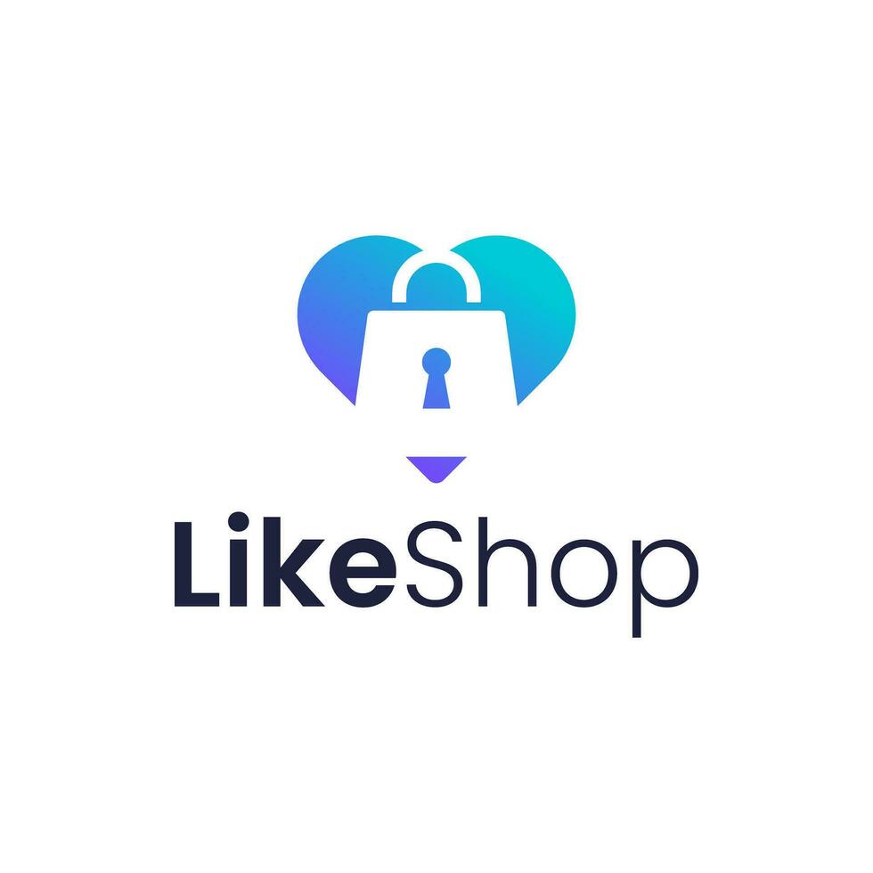 Modern logo combination of love, padlock and shopping basket vector