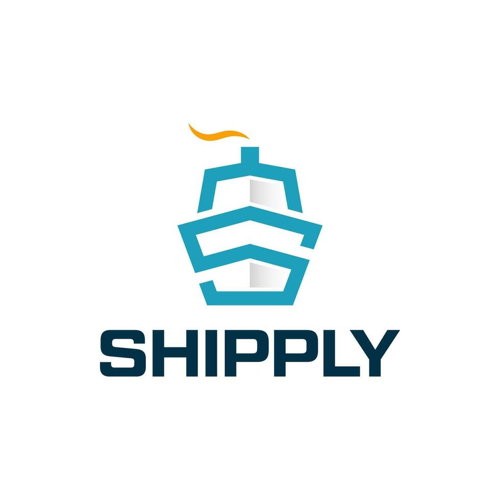 Simple S letter combination logo in the shape of a ship vector