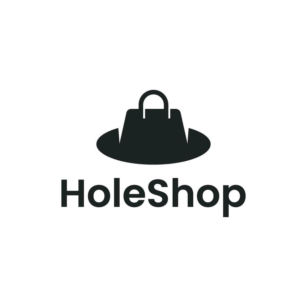 Modern logo of a combination of a hole and a shopping bag. vector