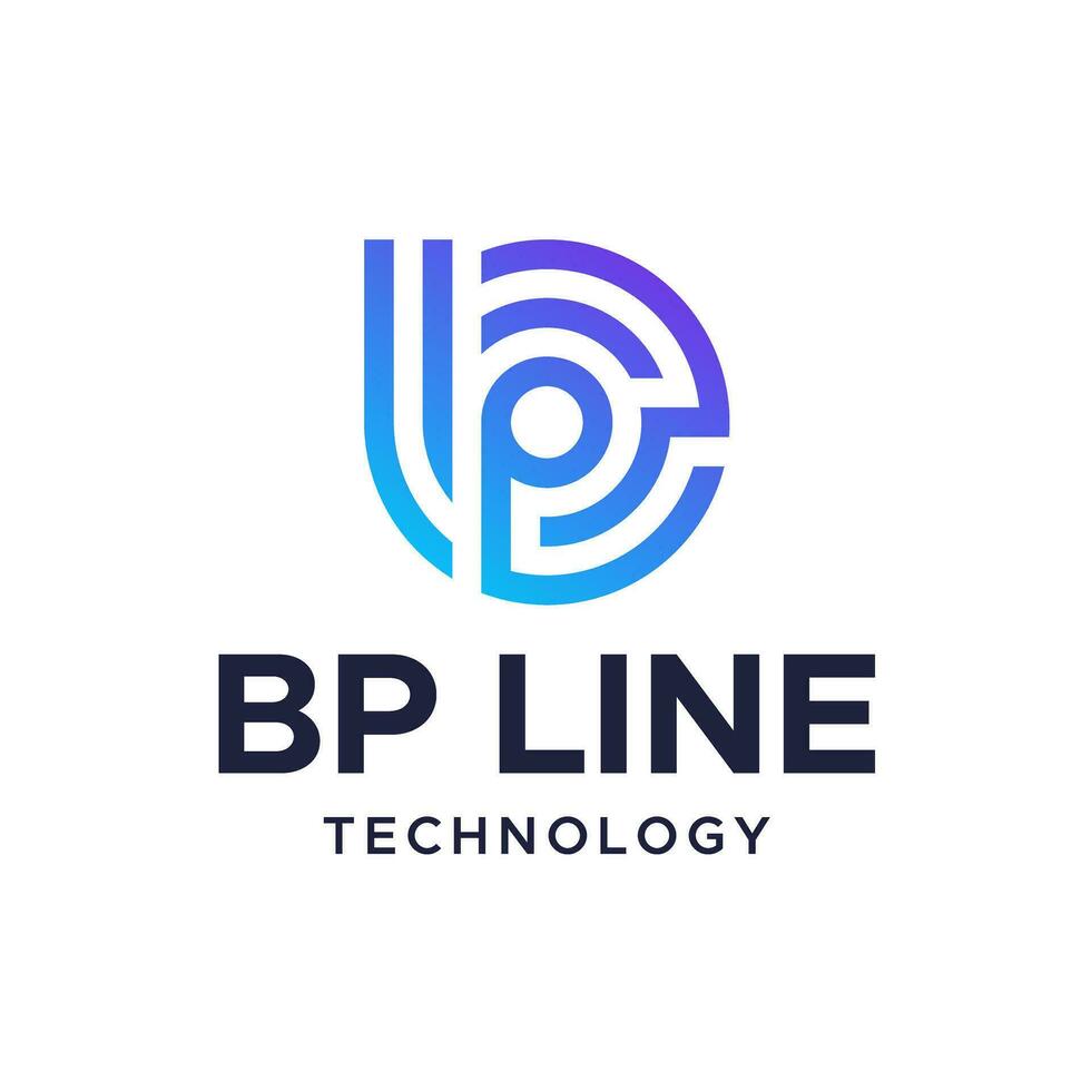 Initials b and p mono line logo vector