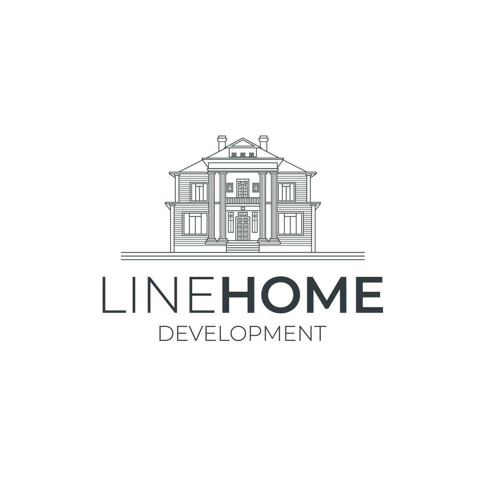 Luxury house mono line logo vector