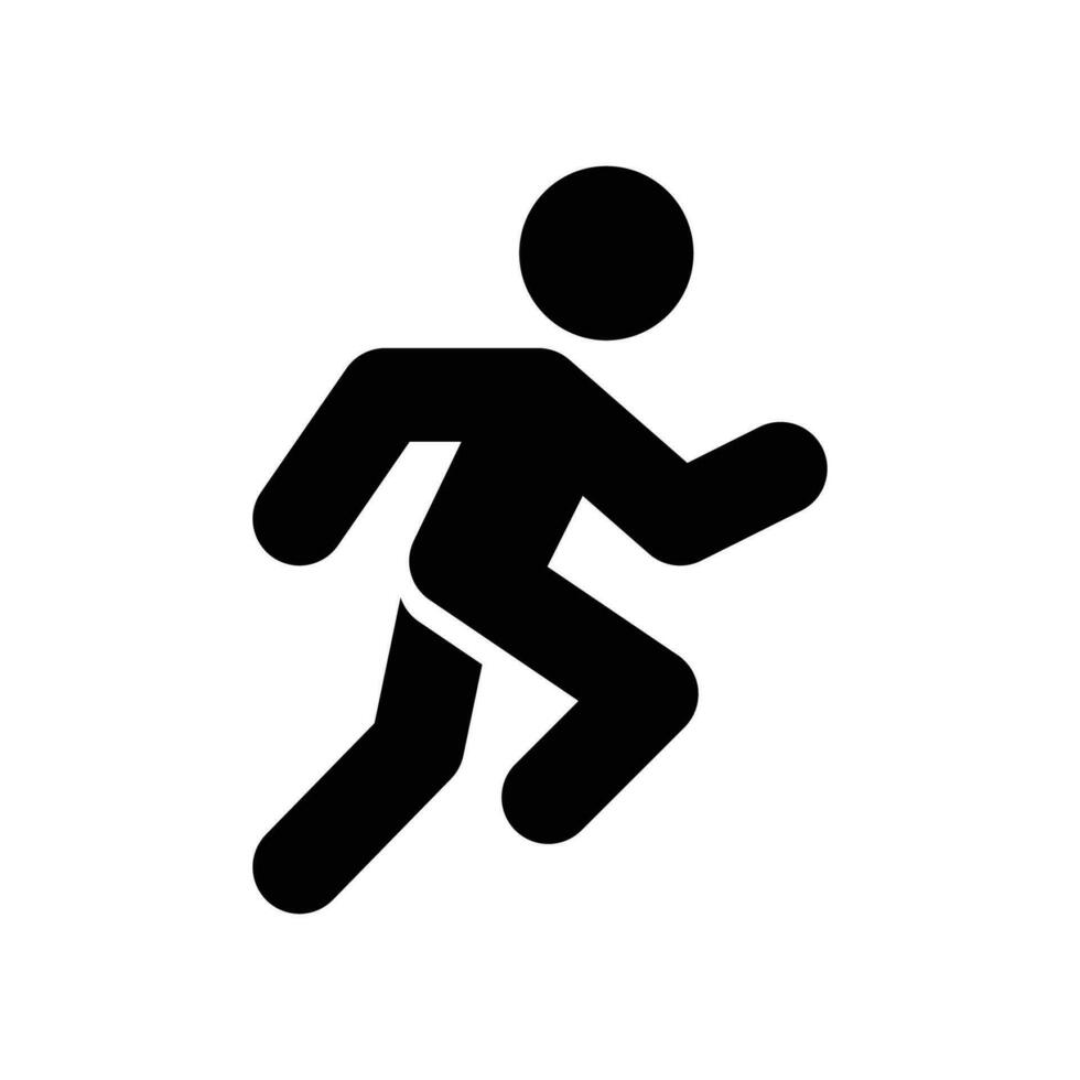 correr icono. sencillo sólido estilo. corriendo hombre, persona, activo, acción, corredor, atleta, pique, rápido, gente, deporte concepto. negro silueta, glifo símbolo. vector aislado en blanco antecedentes. svg.