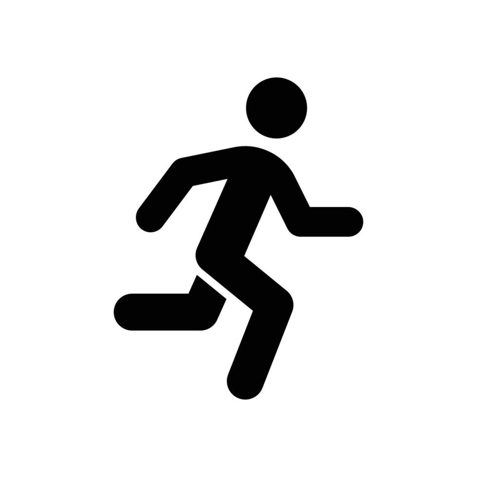 correr icono. sencillo sólido estilo. corriendo hombre, persona, activo, acción, corredor, atleta, pique, rápido, gente, deporte concepto. negro silueta, glifo símbolo. vector aislado en blanco antecedentes. svg.