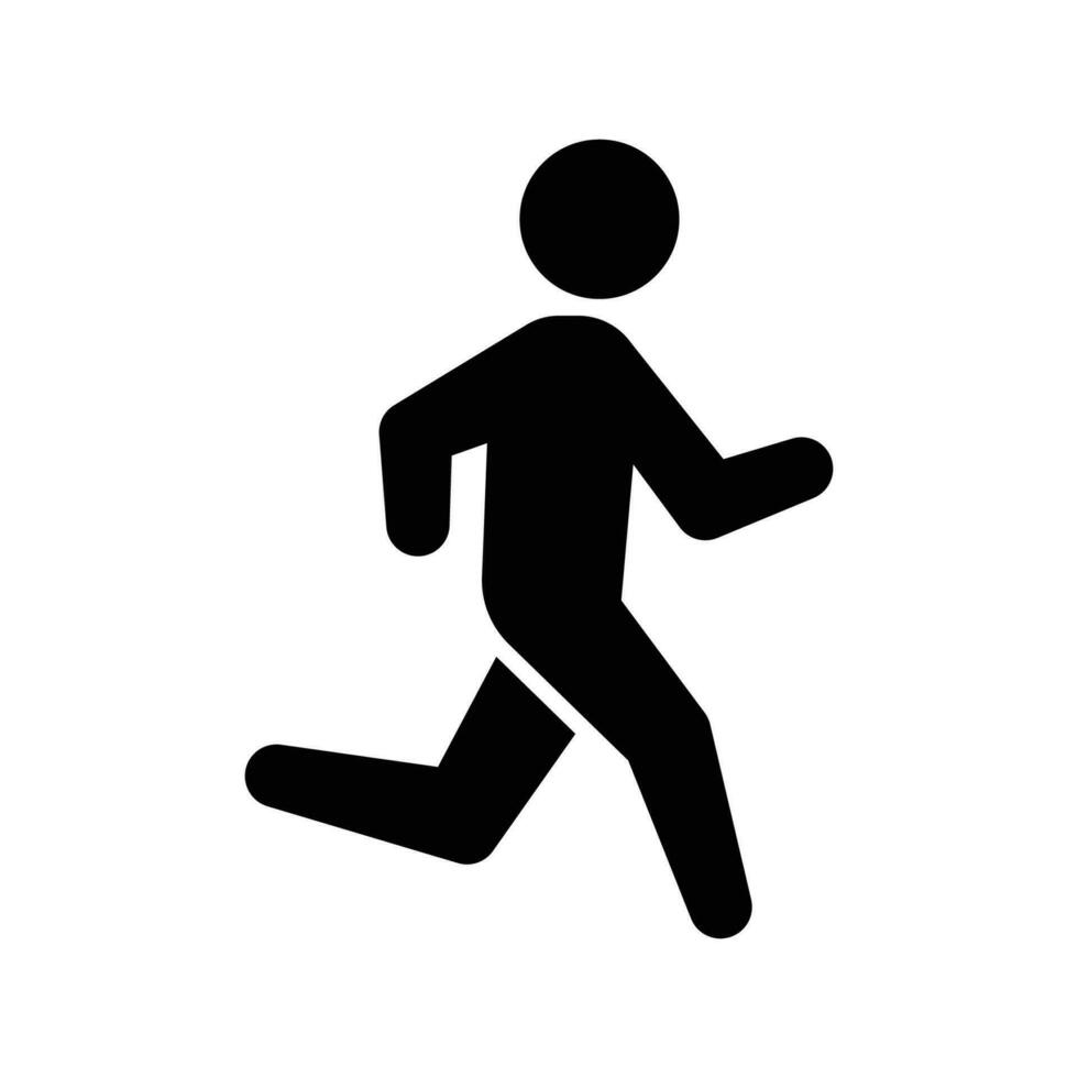 correr icono. sencillo sólido estilo. corriendo hombre, persona, activo, acción, corredor, atleta, pique, rápido, gente, deporte concepto. negro silueta, glifo símbolo. vector aislado en blanco antecedentes. svg.