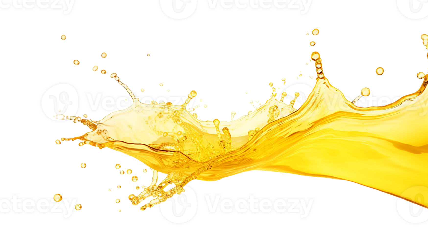 yellow water splash liquid wave with splatter, isolated on white background. Generative AI png