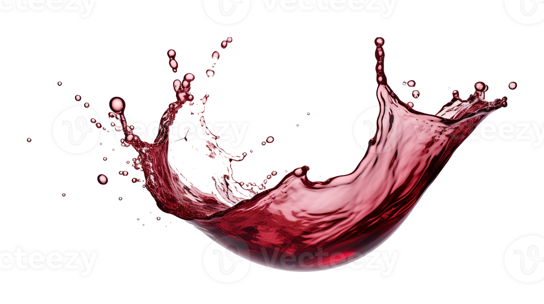 red water, wine splash, liquid wave with splatter, isolated on white background. Generative AI png