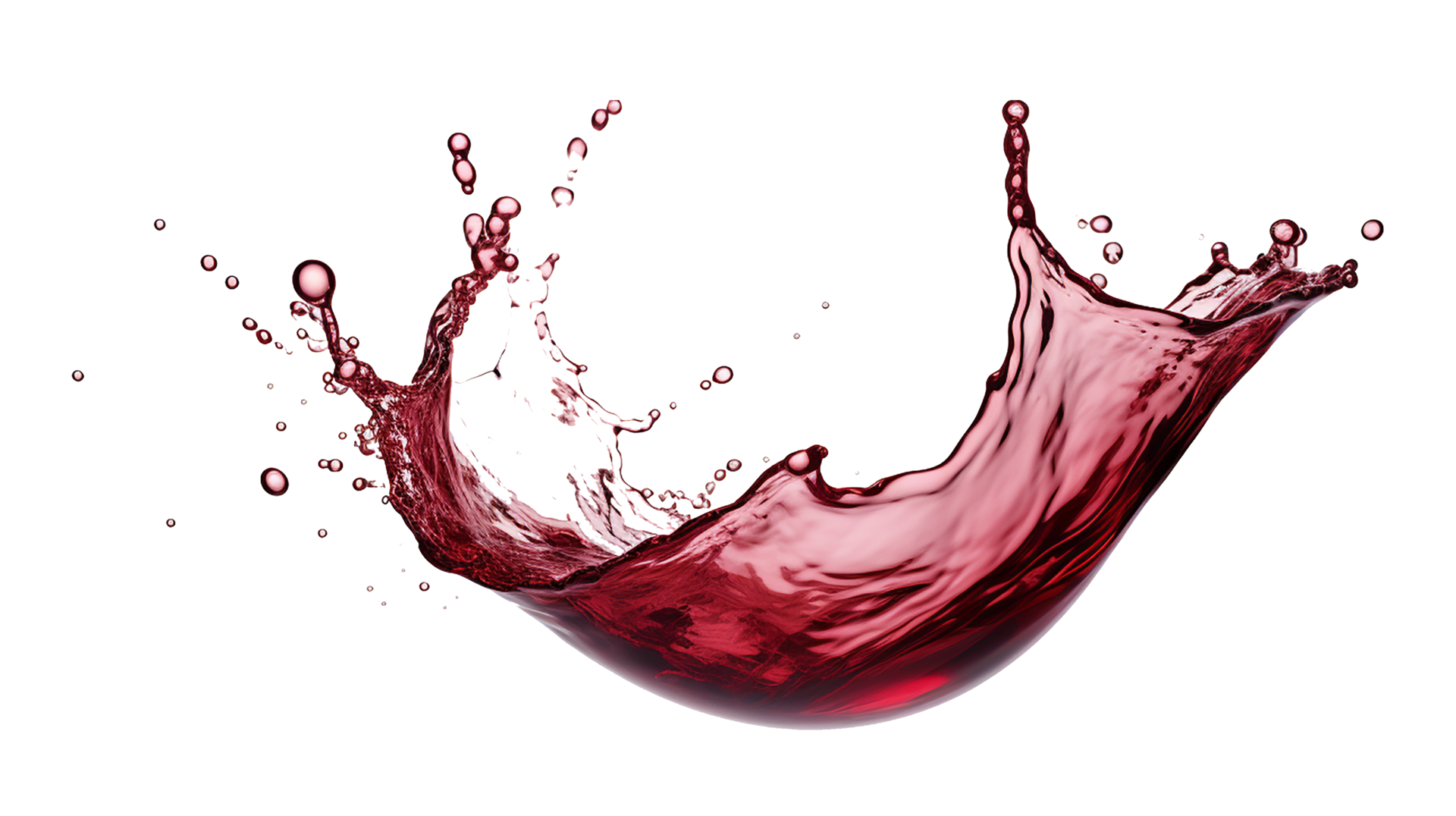 Red Water Wine Splash Liquid Wave With Splatter Isolated On White