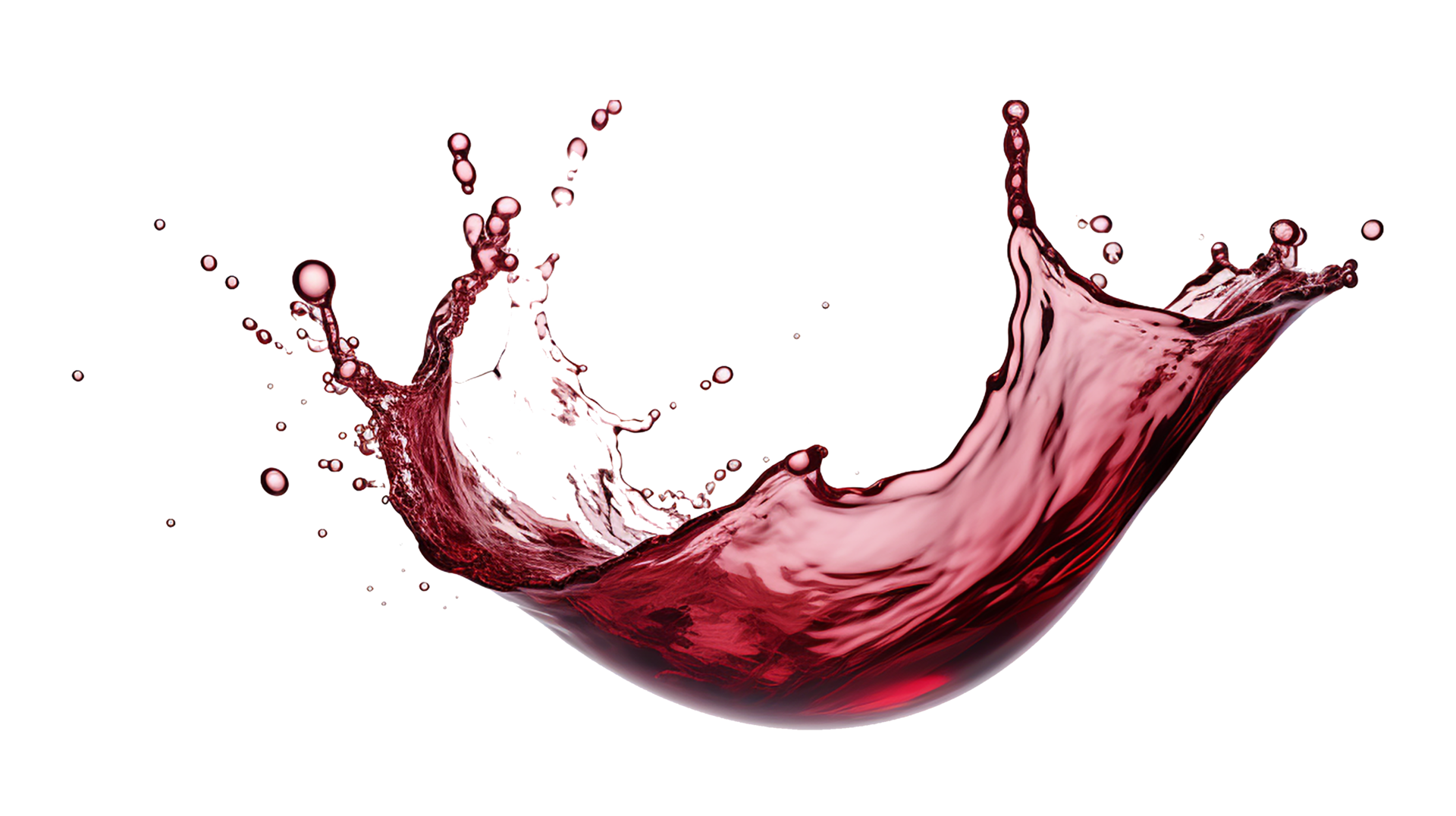 red water, wine splash, liquid wave with splatter, isolated on white