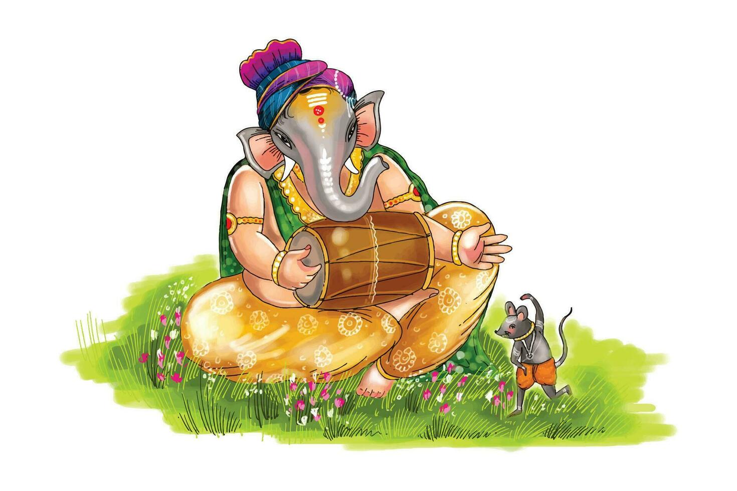 Traditional happy ganesh chaturthi festival celebration background vector