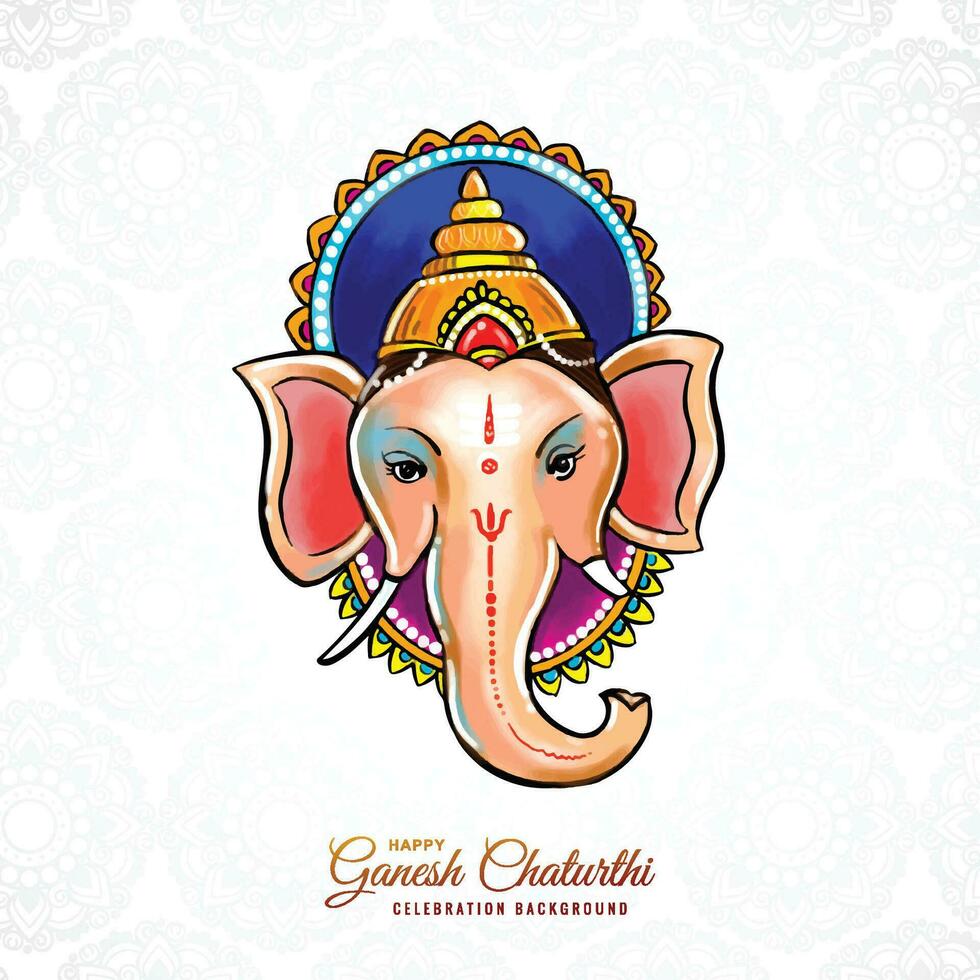 Happy ganesh chaturthi celebration with prayer to lord ganesha card background vector