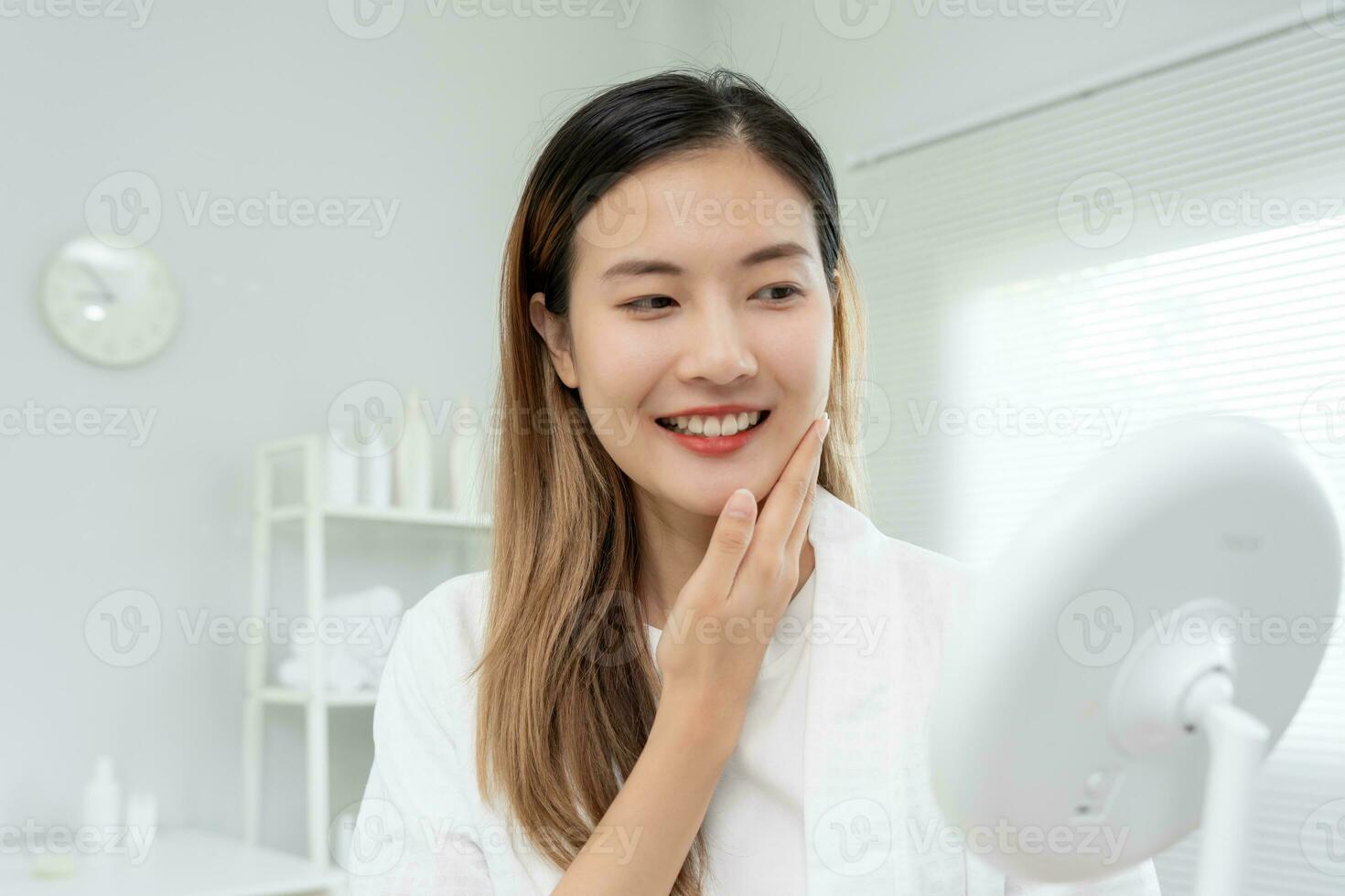 beauty asian smile and happy after surgery, Cosmetic surgery, skin whitening injection, filler injection, Skin reface, beautiful Asian girls receive beauty treatments at beauty clinic, skincare photo